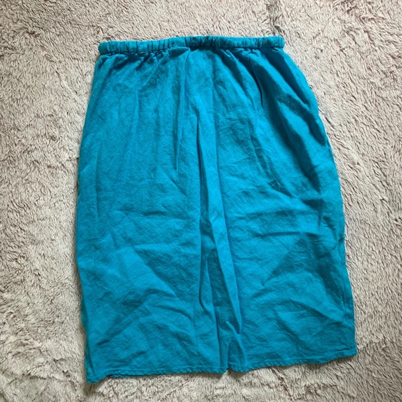 Blue Linen Pull-on Casual Skirt Medium - Picture 7 of 11